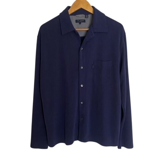 Ted Baker London Other - Ted Baker London Blue Ribbed Long Sleeve Button Up Shirt Large